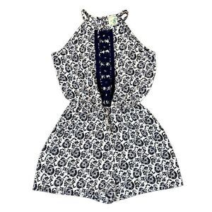 Lily Bleu Navy White Girls Halter Romper Large 12